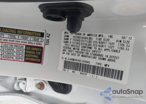 2014 Honda Cr-V Ex z USA, uszkodzony, nr VIN 5J6RM3H54EL006980